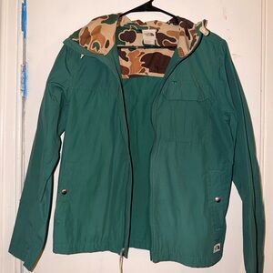 The North Face Green Jacket with Camouflage Interior